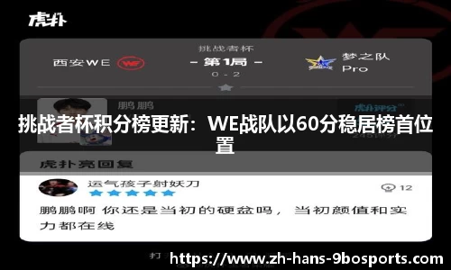 挑战者杯积分榜更新:WE战队以60分稳居榜首位置