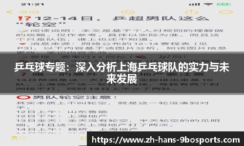 乒乓球专题:深入分析上海乒乓球队的实力与未来发展